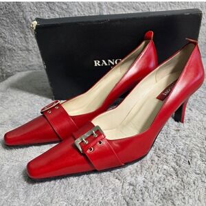 VTG Amalfi Rangoni Women's RED‎ Pointed Toe Heels Italian Leather Lined 7.5  NIB